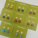 Assorted agate pendant earrings set, round stones with gold-tone geometric hooks