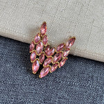 Rose pink marquise rhinestone chandelier earrings with gold-tone cluster