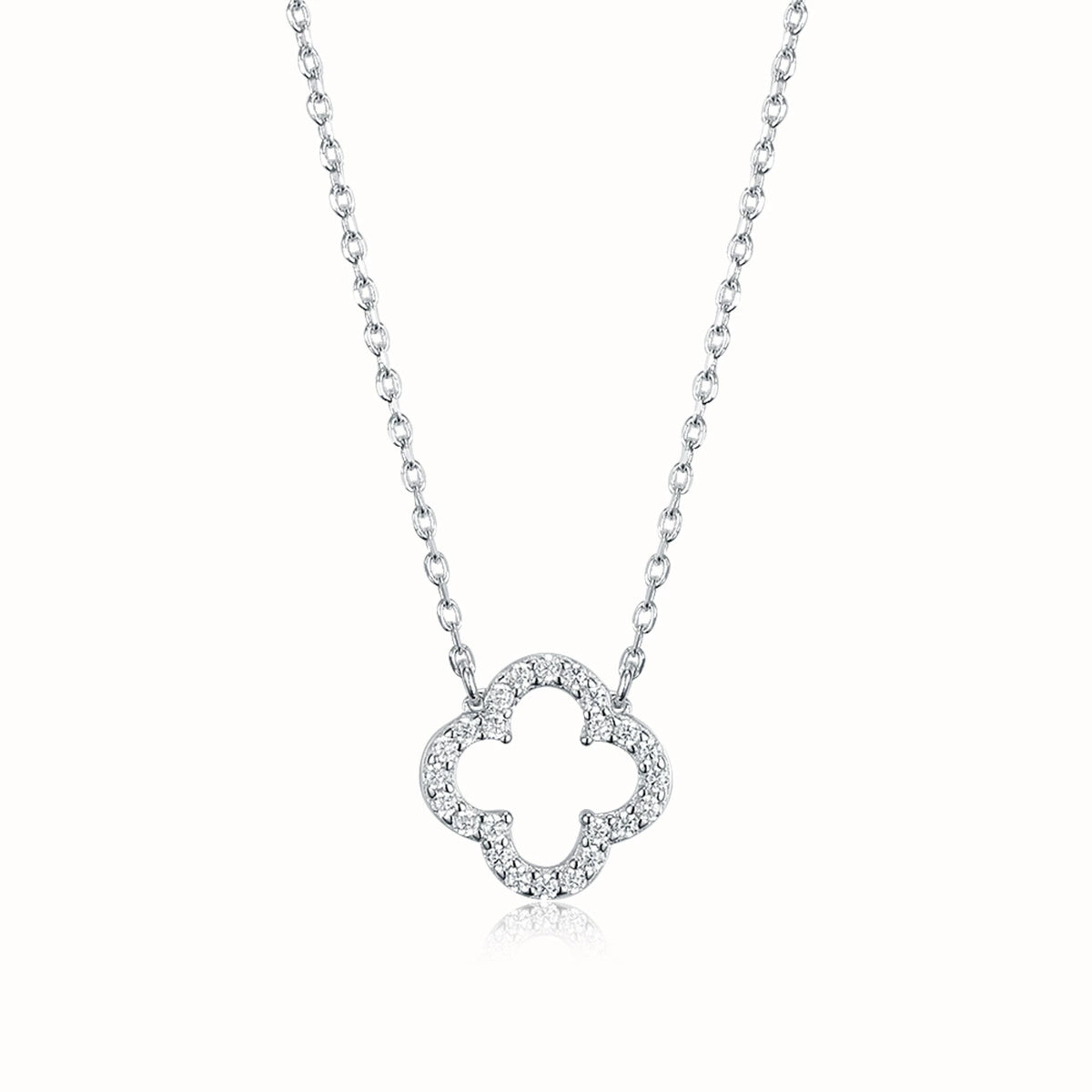 S925 Sterling Silver Four-Leaf Clover Openwork Necklace