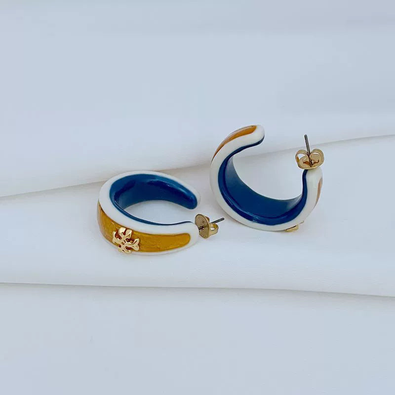 Tory Burch exquisite enamel U-shaped large earrings