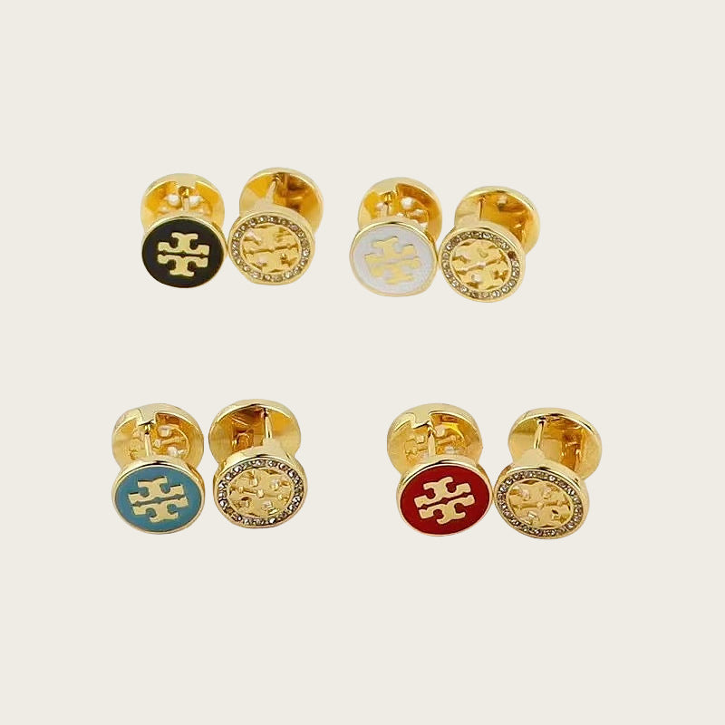 Tory Burch Enamel Diamond Earrings Reversible