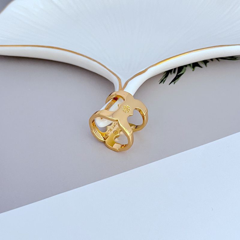 Polished gold wide ring with openwork double-band and central heart-shaped cutout