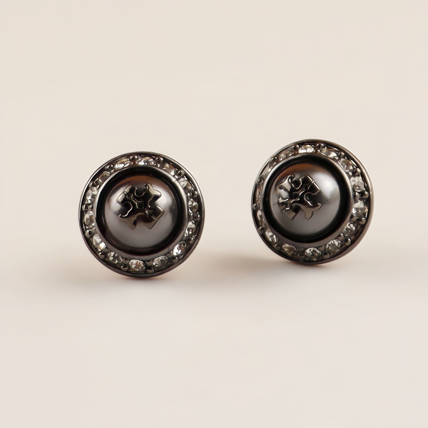 Tory Burch Pearl and Diamond Button Earrings