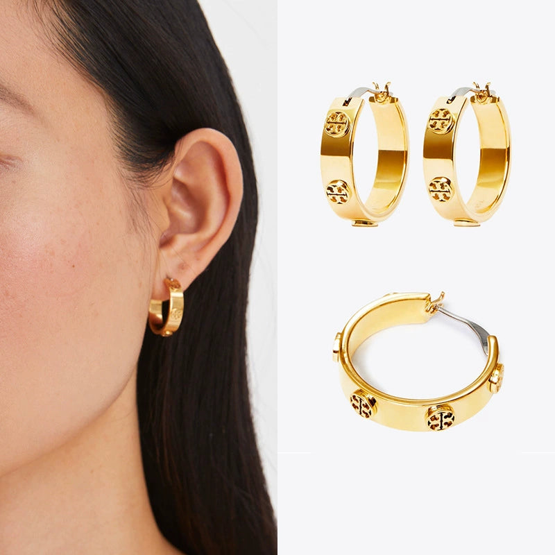 Tory Burch Embossed Logo Earrings
