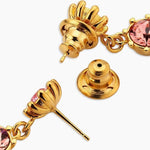 Round crystal drop earrings, gold-tone with pink marquise crystal
