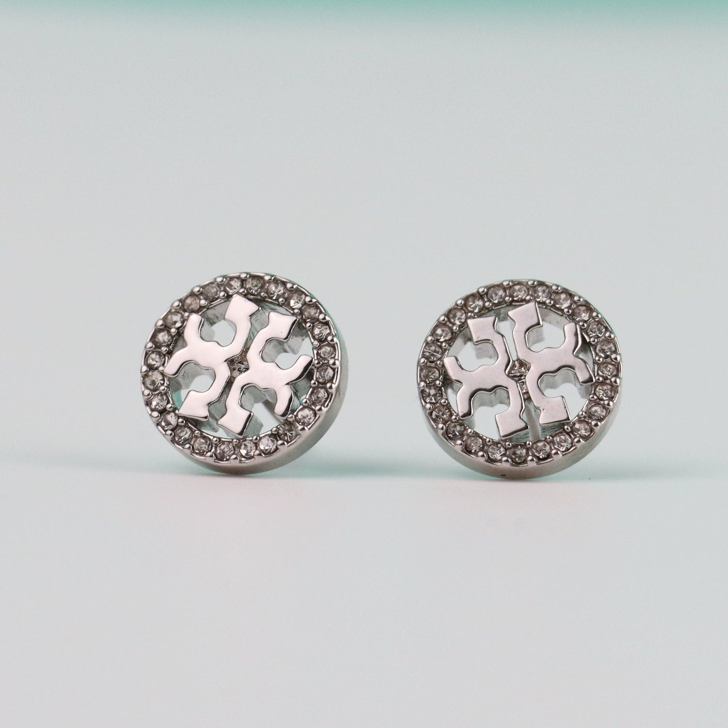 Tory Burch Diamond Round Logo Earrings