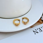 Geometric enamel hoop earrings, gold-tone hoops with pink and red accents