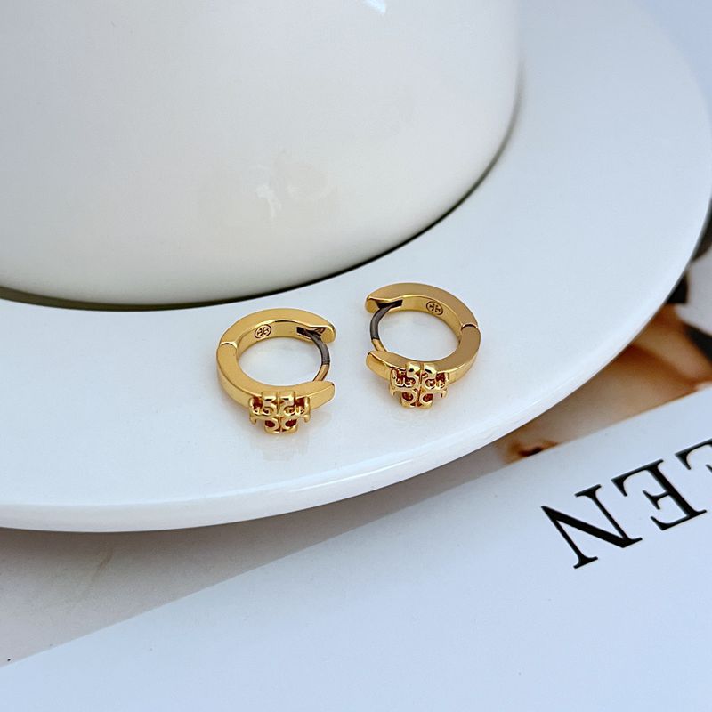Geometric enamel hoop earrings, gold-tone hoops with pink and red accents