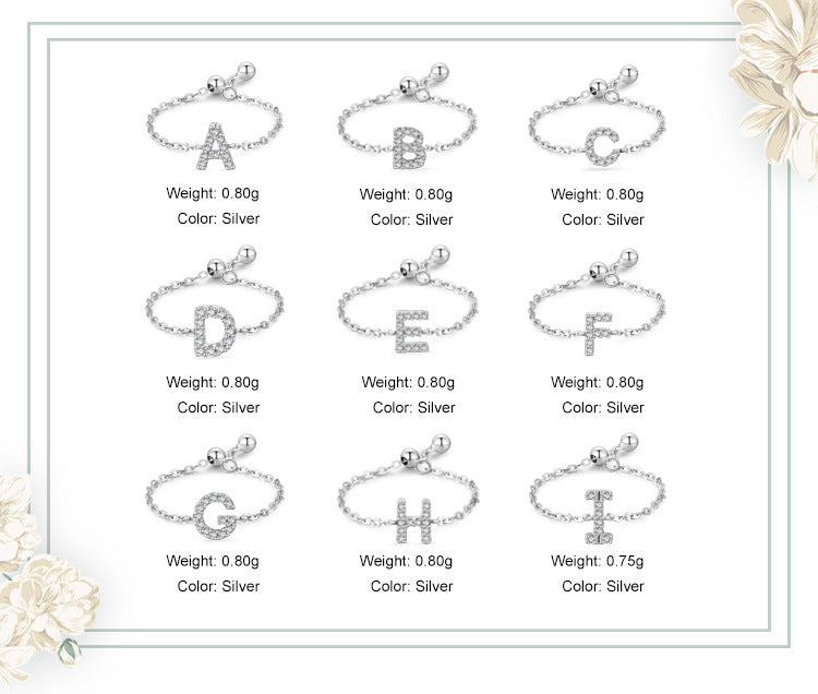 Charm bracelet set with pavé initials A, B, C, D, E, F, G, H, I