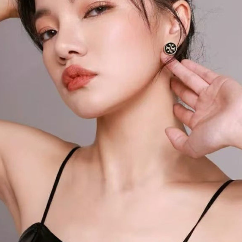 Tory Burch Enamel Diamond Earrings Reversible