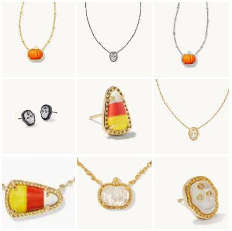 Kendra Scott Pumpkin Candy Skull Earrings Bracelet Necklace