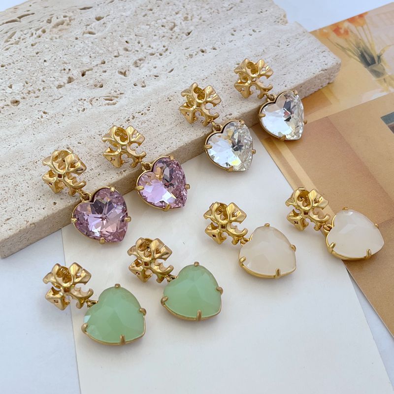 Tory Burch Heart Logo Metal Stud Earrings