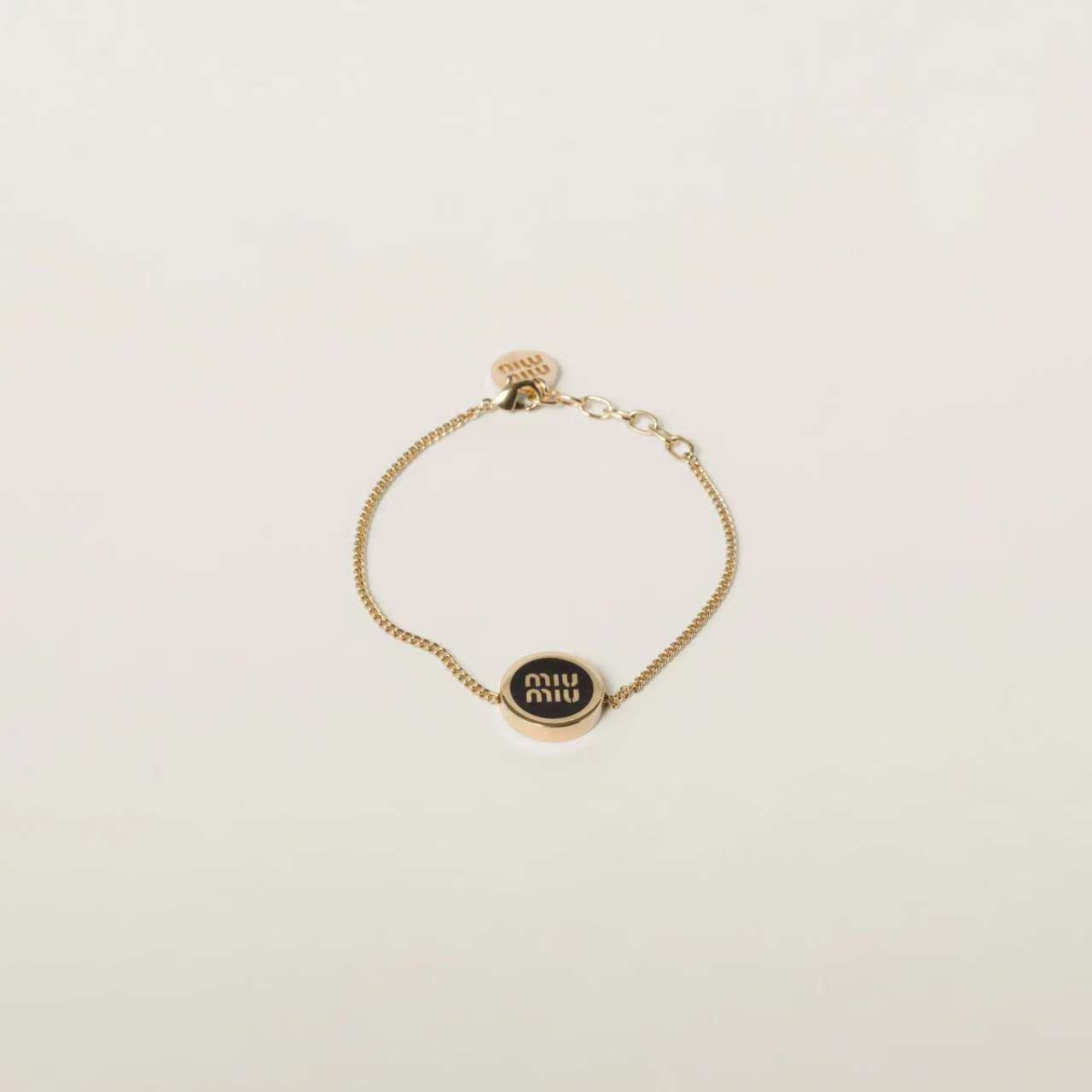 Miu Miu Classic Round Enamel Adjustable Metal Bracelet