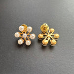 Gold-tone Ferris wheel pearl earrings with star design and ear back