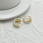 Faux pearl multi-hoop earrings with gold-tone open ring detail