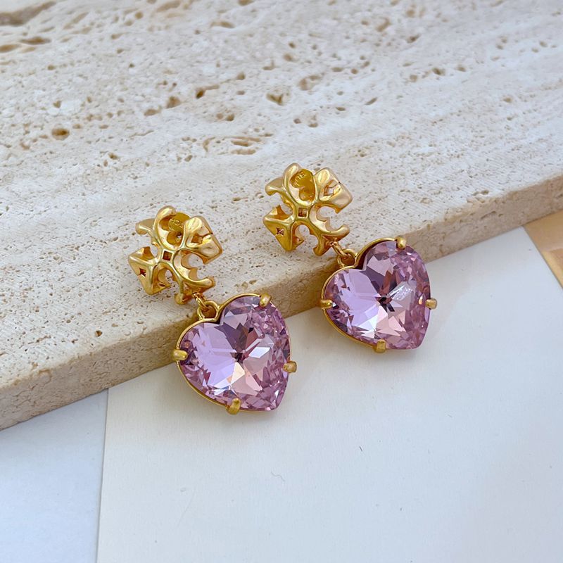 Tory Burch Heart Logo Metal Stud Earrings