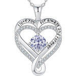 Ewiges Herz Anhänger-Halskette aus S925 Silber mit hellviolettem Stein und Ziersteinrand