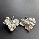 Ivy leaf pearl drop earrings in silver-tone metal with faux pearl center