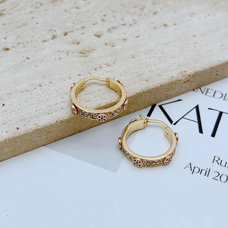 Tory Burch Diamond-Set Openwork Relief Earrings