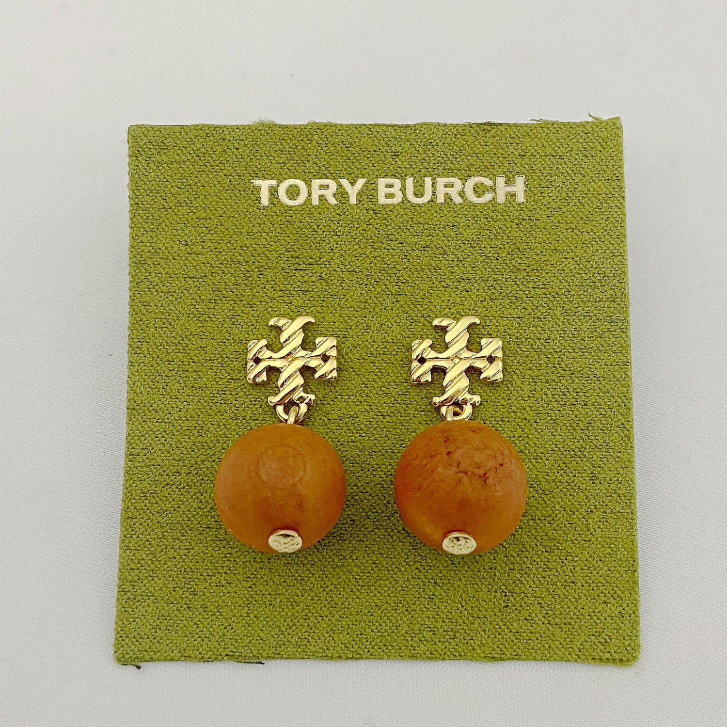 Tory Burch Striped Logo Beaded Pendant Earrings women