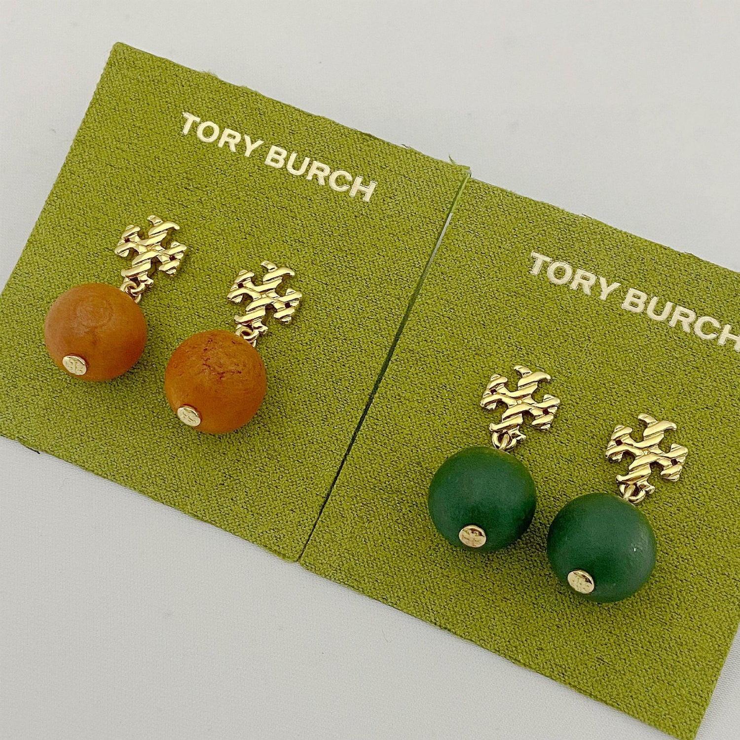 Tory Burch Striped Logo Beaded Pendant Earrings women