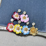 Vintage enamel cherry blossom earrings in red, pink, yellow and blue with gold studs