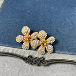 Oscar de la Renta diamond five-petal flower earrings, white pearl and crystal