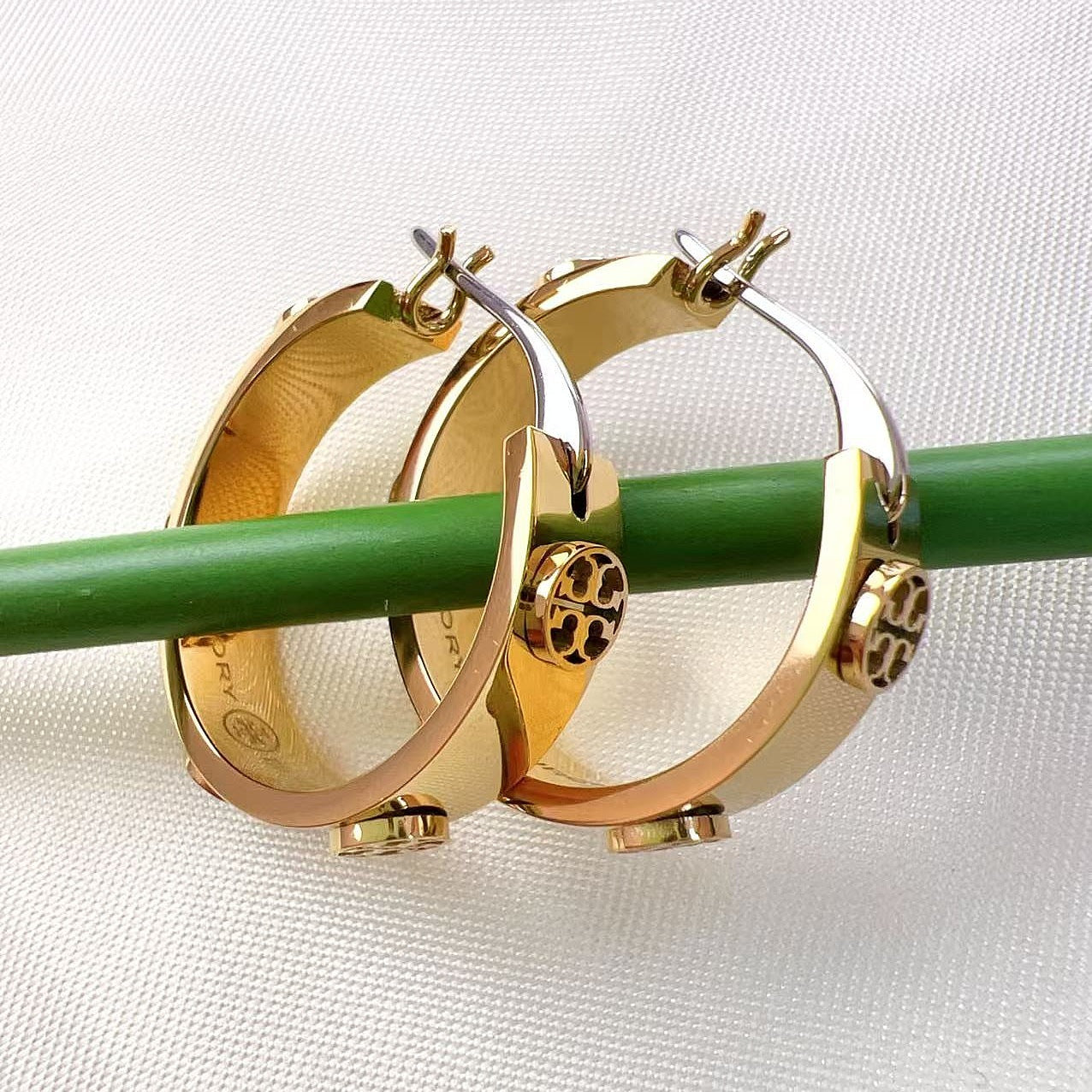 Tory Burch Embossed Logo Earrings