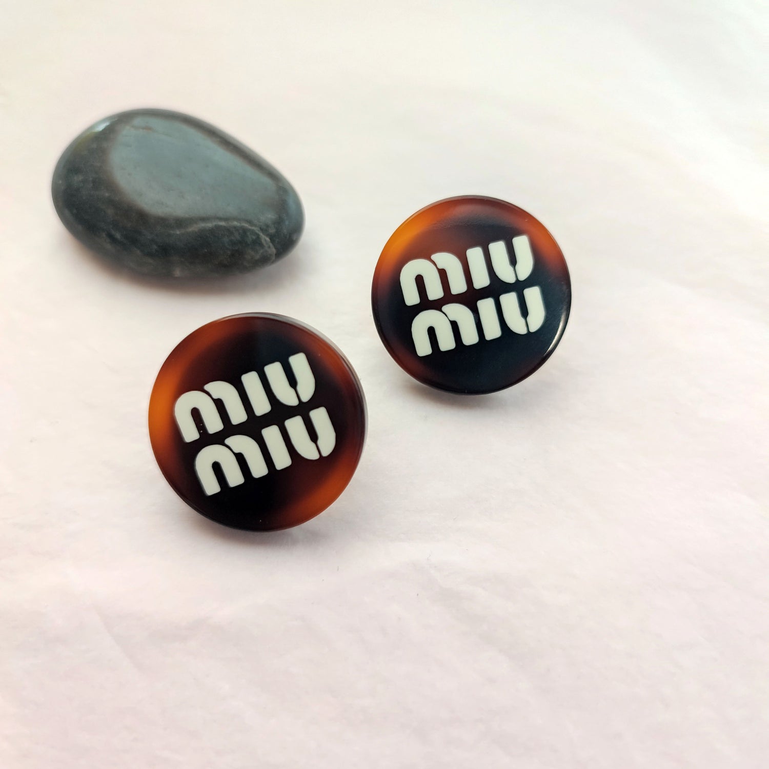 Miu Miu Classic Round Button Earrings