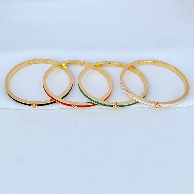 Tory Burch classic logo enamel open bangle