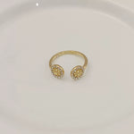 Tory Burch rhinestone round logo ring, gold-tone with crystal logo details