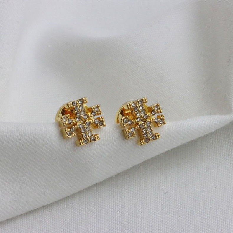 Tory Burch diamond-encrusted logo earrings