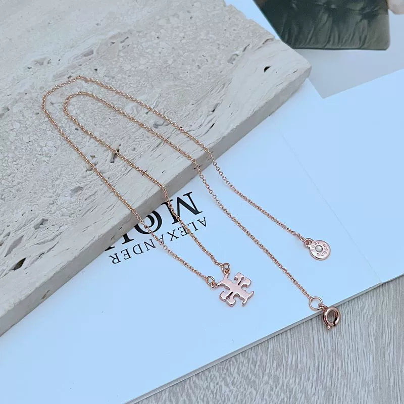 Tory Burch Shimmering Logo Metal Necklace