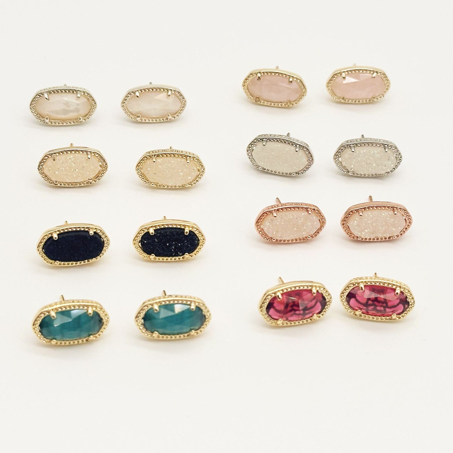 Kendra Scott Natural Gemstone Cluster Crystal Oval Stud Earrings