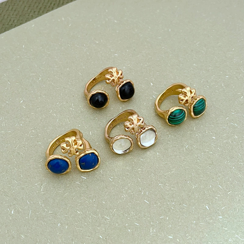 Tory Burch Unique Open Acrylic Metal Ring for Women