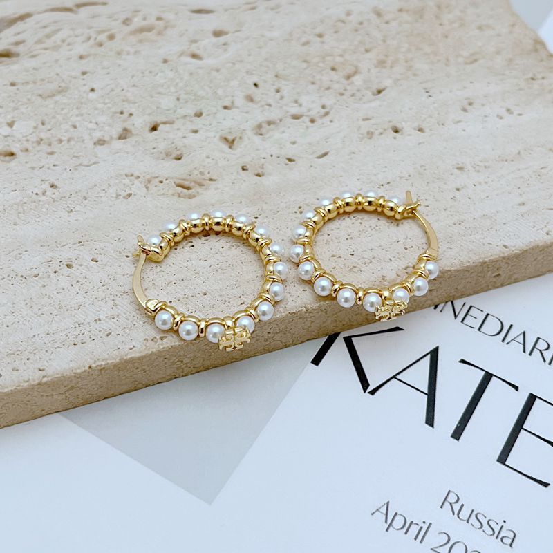 Tory Burch Exquisite Pearl Logo Earrings