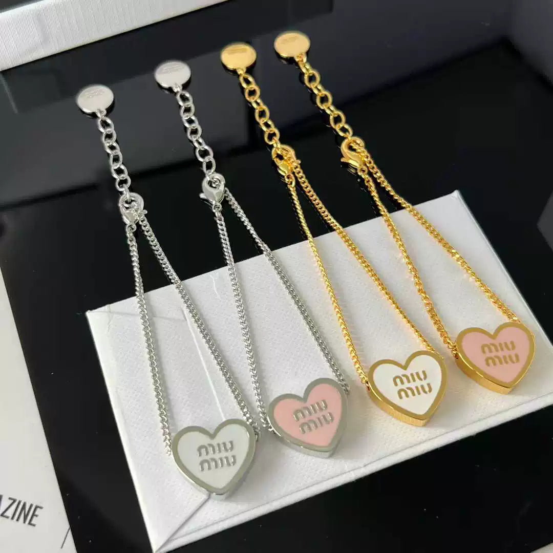 Miu Miu Heart Enamel Adjustable Metal Bracelet