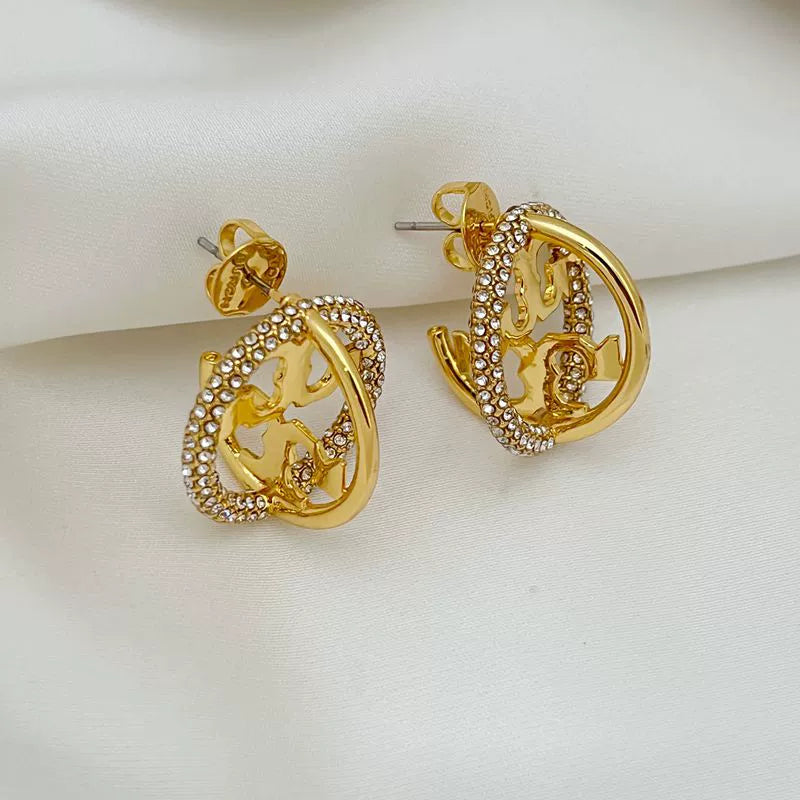 Tory Burch Diamond Universe Star Orbit Metal Stud Earrings