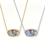 Layered oval USA letter pendant necklaces in gold and silver-tone