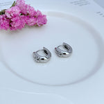 Petite U-shaped hoop earrings, silver tone, smooth finish