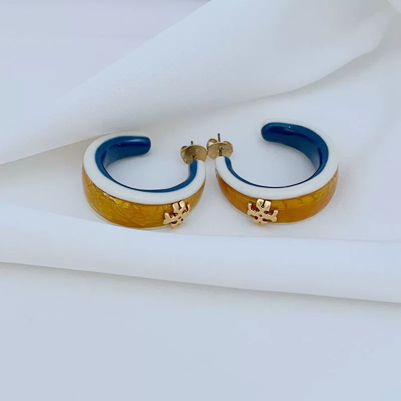Tory Burch exquisite enamel U-shaped large earrings