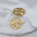Goldfarbene runde Vintage-Ohrringe mit Cut-out-Relief, Hakenverschluss