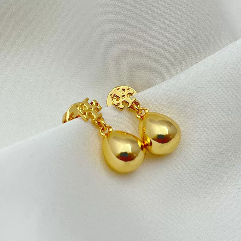 Tory Burch Simple Teardrop Pendant Metal Earrings