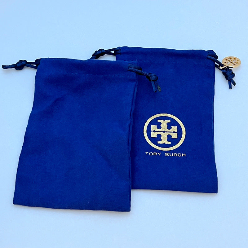 Tory Burch Solid Color Drawstring Fabric Jewelry Pouch