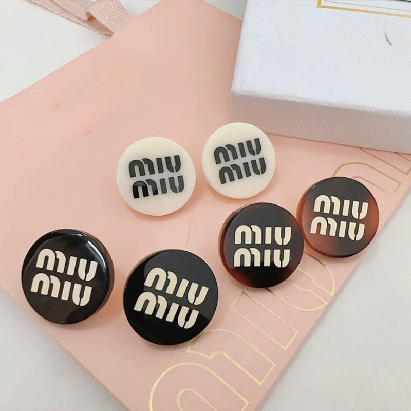 Miu Miu Classic Round Button Earrings