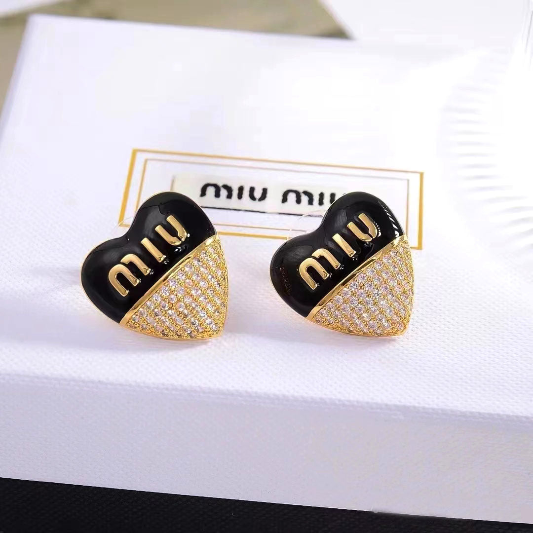 Miu Miu Colorful Heart-Shaped Delicate Enamel Earrings