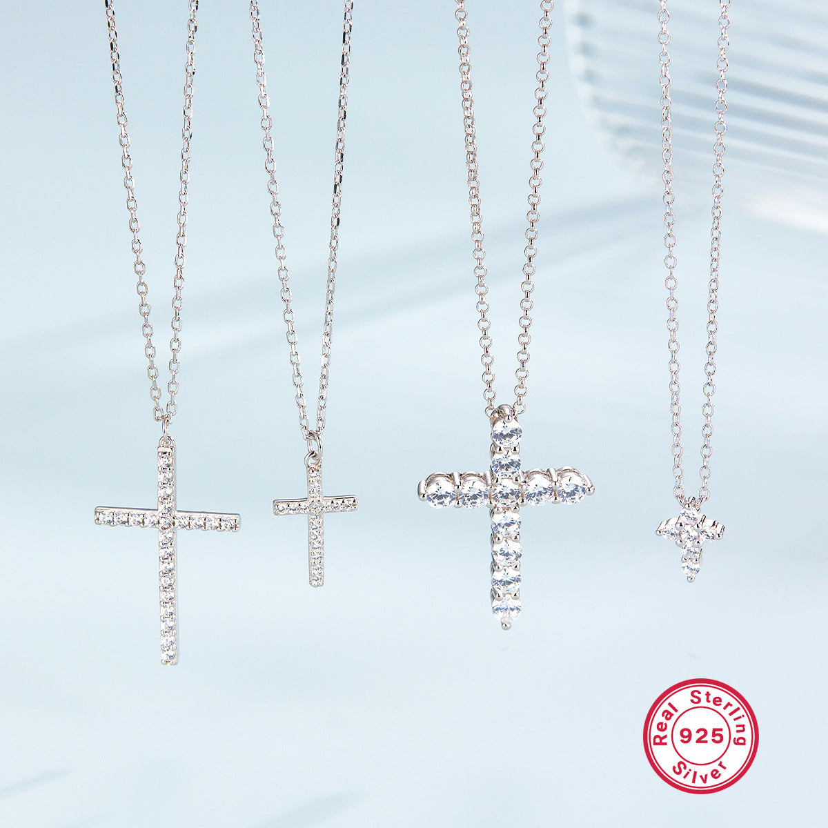 S925 Sterling Silver Cross Pendant Collarbone Necklace