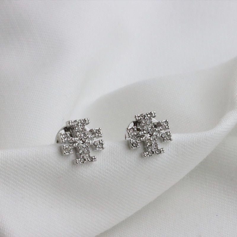 Tory Burch diamond-encrusted logo earrings