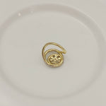 18K gold-plated double-band openwork ring with pavé detail