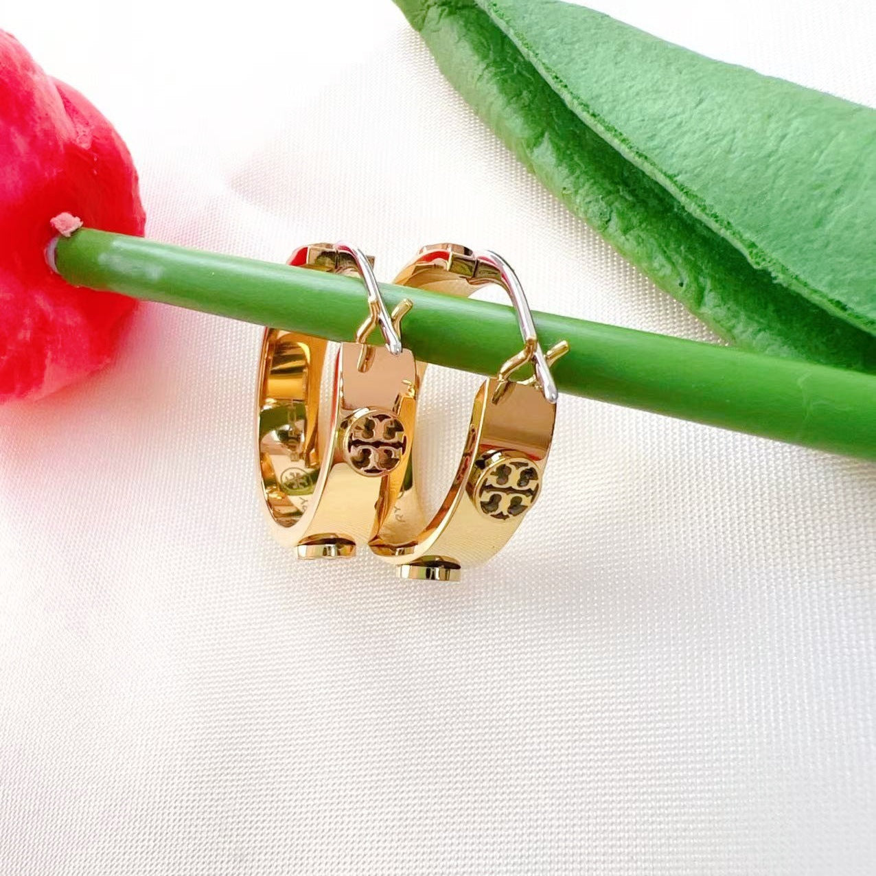 Tory Burch Embossed Logo Earrings